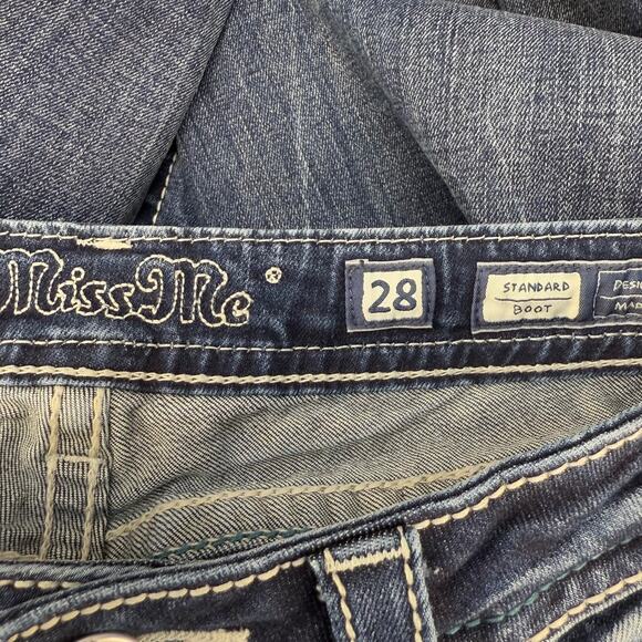 Miss Me Jeans Women's 28x35 (8) Dark Blue Standard Boot Fleur de Lis Western - Picture 10 of 15